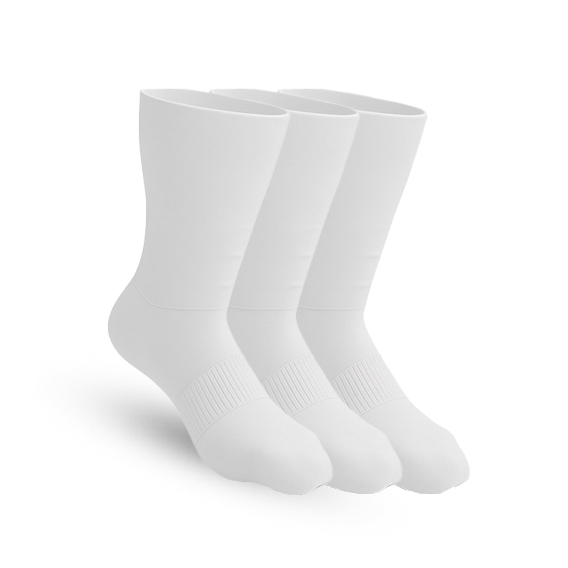 3-Pack Padded Extra-Stretch Crew Socks - White