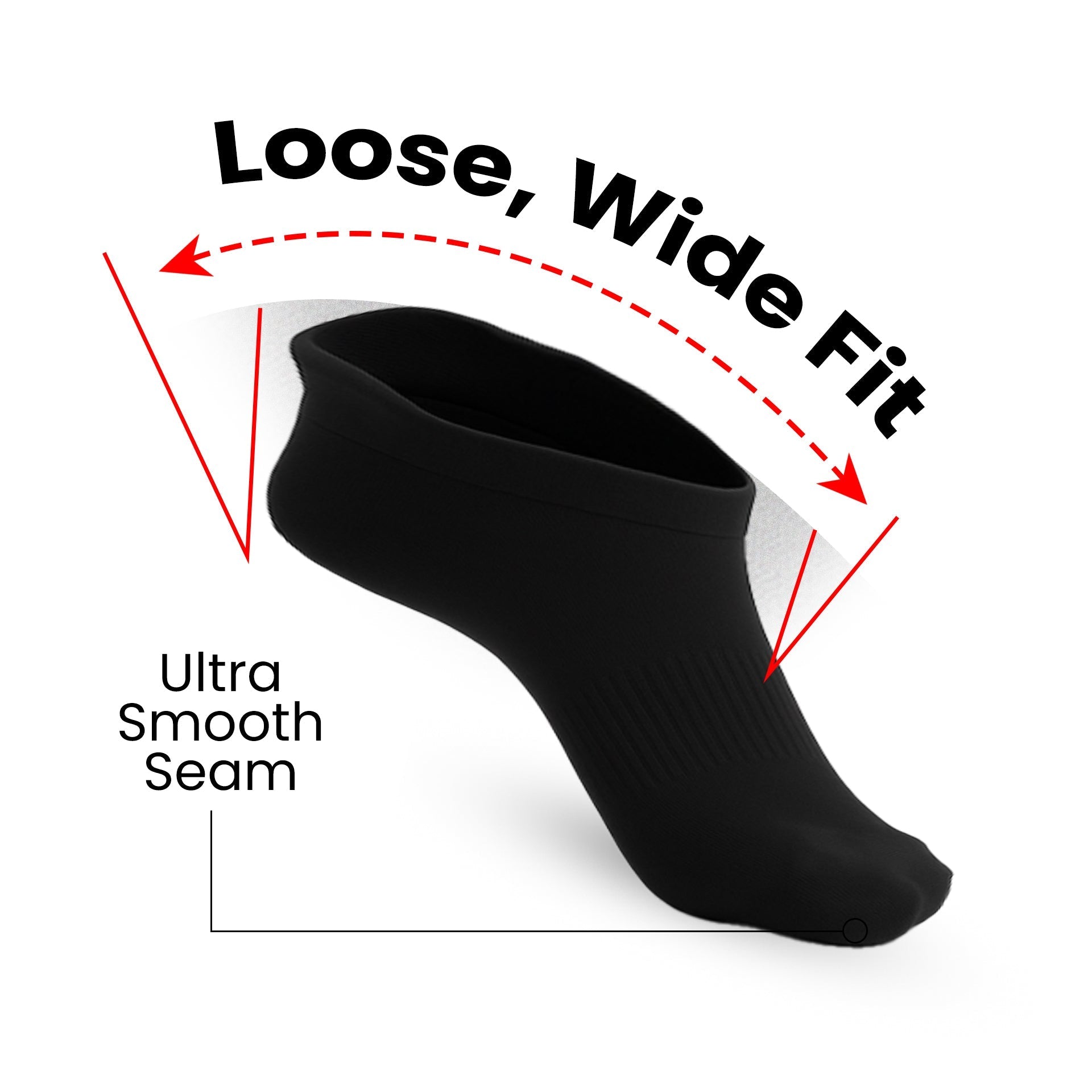 3-Pack Padded Extra-Stretch Ankle Socks - Black